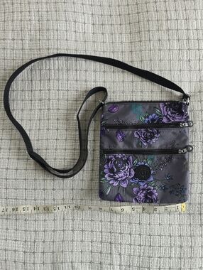 Kipling Floral Crossbody Bag in Purple and Gray